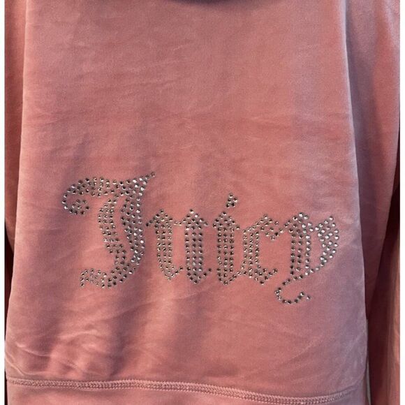 Juicy Couture Large Pink Velour Zip Up Tracksuit Jacket Hood Bling Logo NWT $115 - Picture 6 of 6